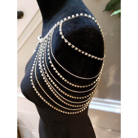 Womens Multilayer Rhinestone Shoulder Chain Lingerie Decorative Bridal Jewelry - Picture 6 of 7